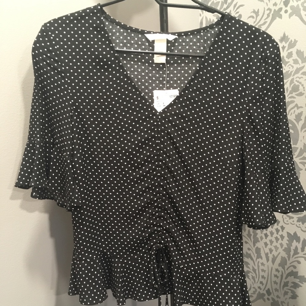 Cute black and white polka-dot blouse